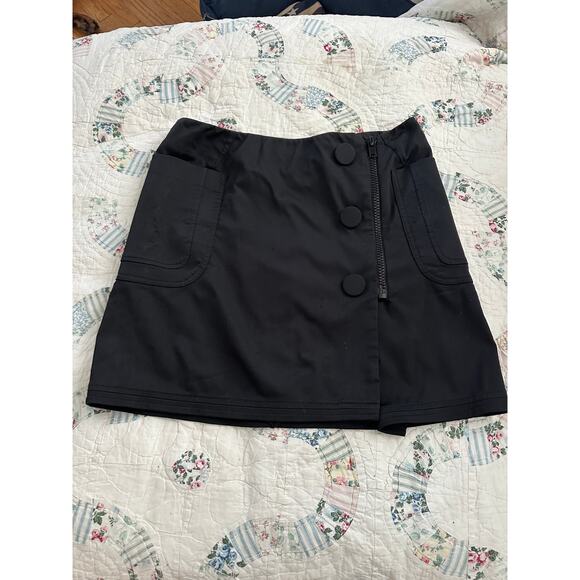 VINTAGE NINETIES 90'S ALESSANDRO DEL'ACQUA BLACK MINI SKIRT 44 MINIMALIST - Picture 1 of 5
